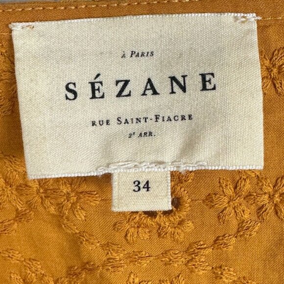 Sezane Bobby Blouse Saffron Yellow Gold Womens Size 34 French US 2 Top Bohemian - Picture 5 of 15